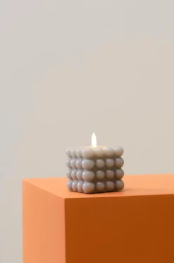 Ljus|Jotex FLAMME DOT Blockljus LED 9,5 Cm Grå