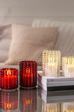 Ljus|Jotex FLAMME DOTTY Batterdrivet Ljus Röd