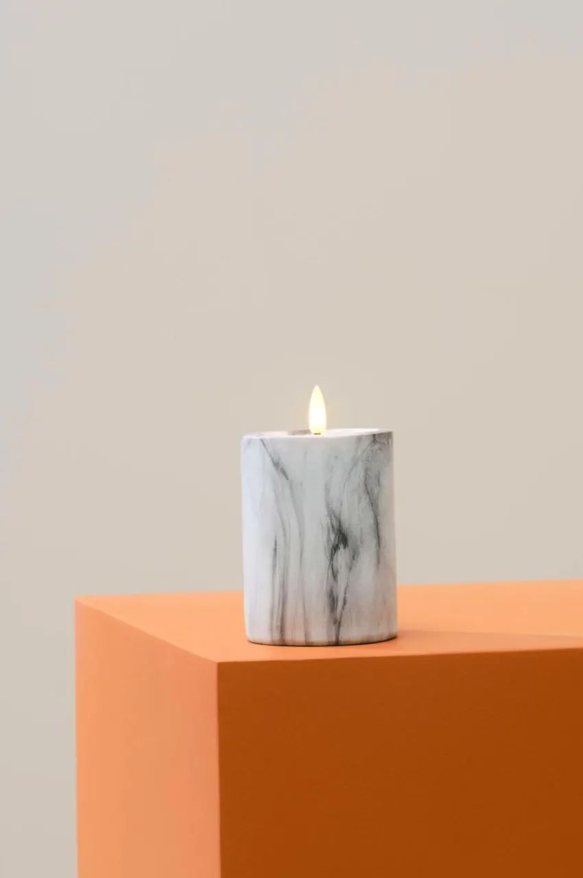 Ljus|Jotex FLAMME MARBLE Blockljus LED 12,5 Cm Grå