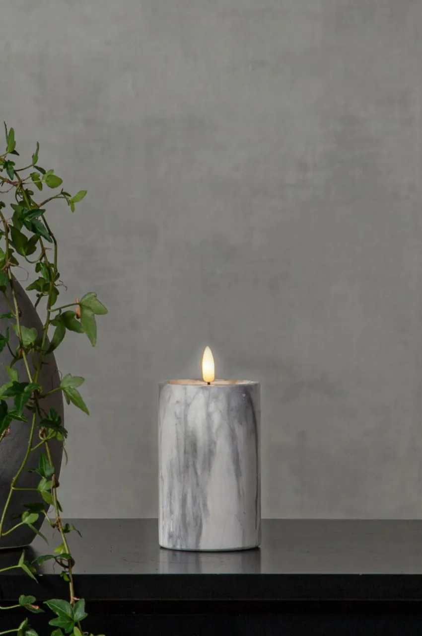 Ljus|Jotex FLAMME MARBLE Blockljus LED 15 Cm Grå