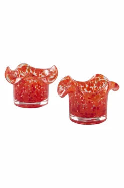Ljuslyktor|Jotex FREESIA Ljuslykta 2-pack Clear with red/ orange