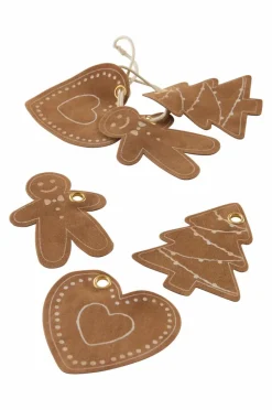 Juldekoration|Jotex GINGERBREAD Etikett 6-pack Konjaksbrun