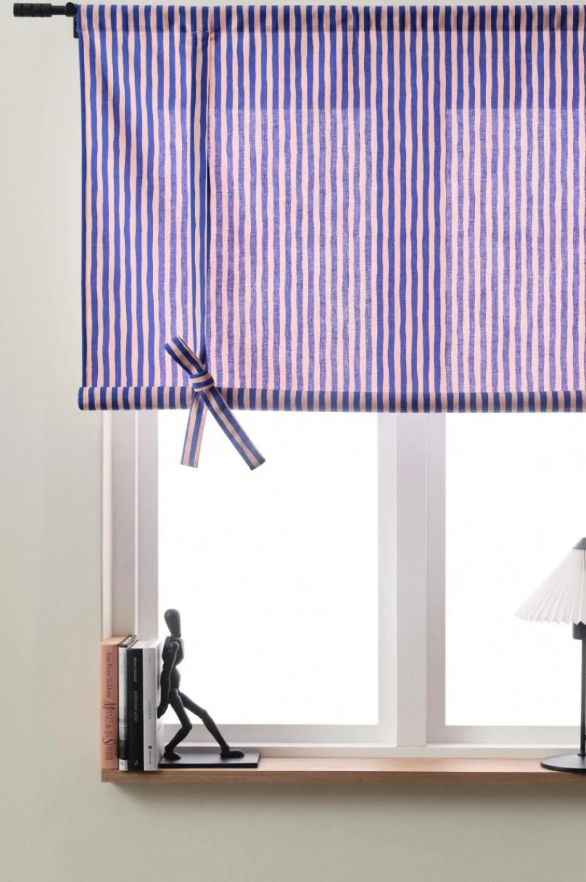 Hissgardiner|Jotex HANNA Roll Up-gardin Blå/rosa