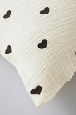 Barnsängkläder|Jotex HEARTS MINI örngott 55x35 Cm - Ekologisk Vit/svart