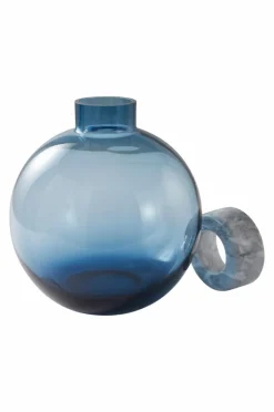 Vaser|Jotex HILLEVI Glasvas - Höjd 19 Cm Blågrå/marmor