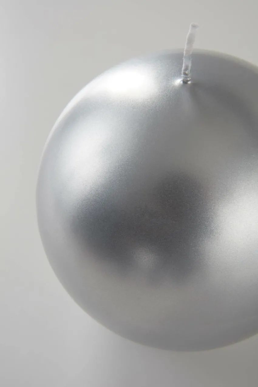 Ljus|Juldekoration|Jotex HILTON METALLIC Kulljus ø 8 Cm Silver