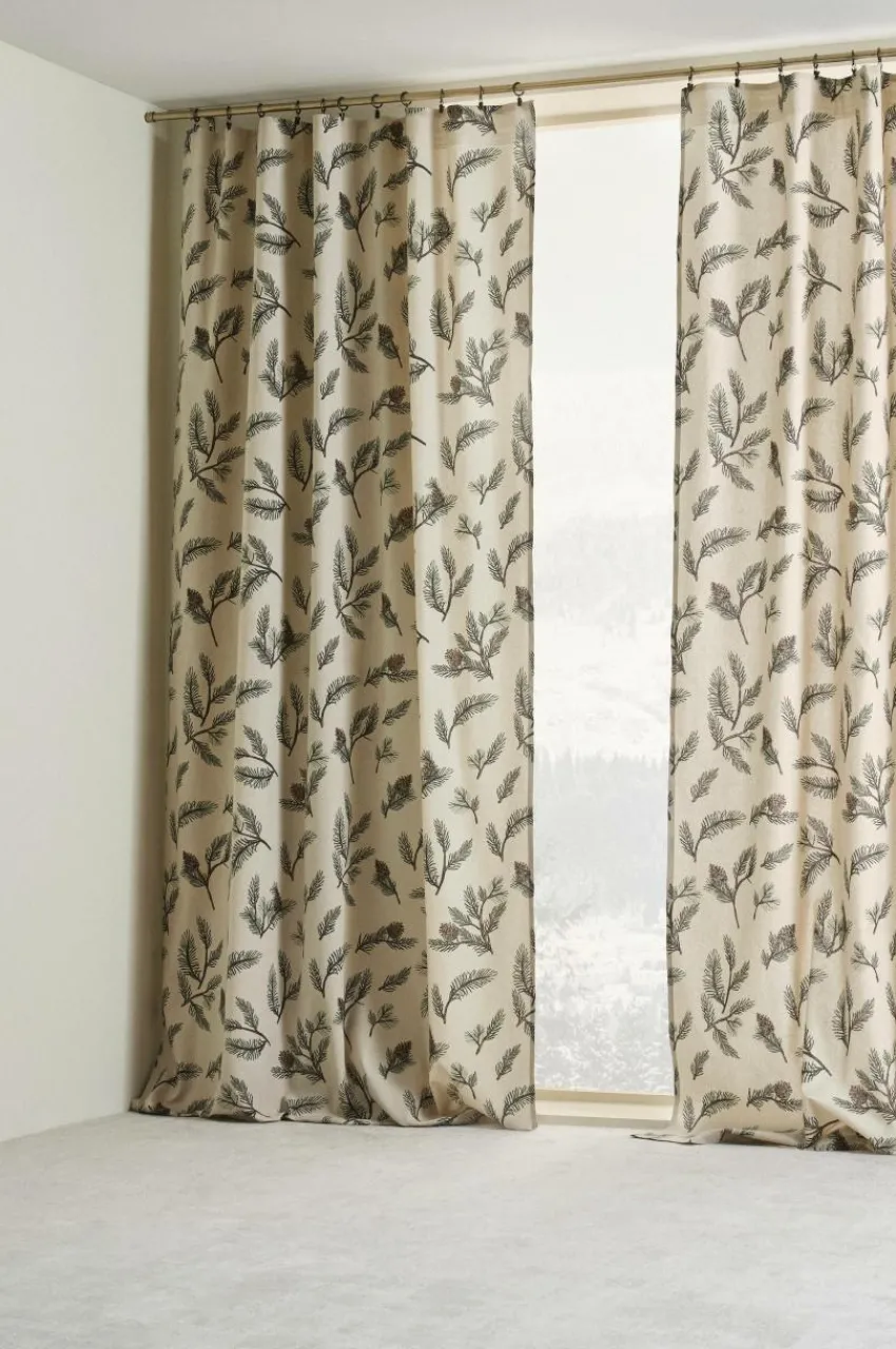 Julgardiner|Multifunktionsgardiner|Jotex HOLLY Multifunktionsgardin 2-pack Beige/grön