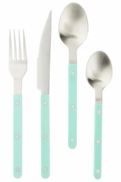 Bestick|Jotex KIAN Bestickset 24-pack Matt silver/turkosgrön