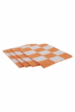 Bordstabletter|Jotex KIO CHECK Bordstablett 4-pack - Ekologisk Ljusrosa/orange