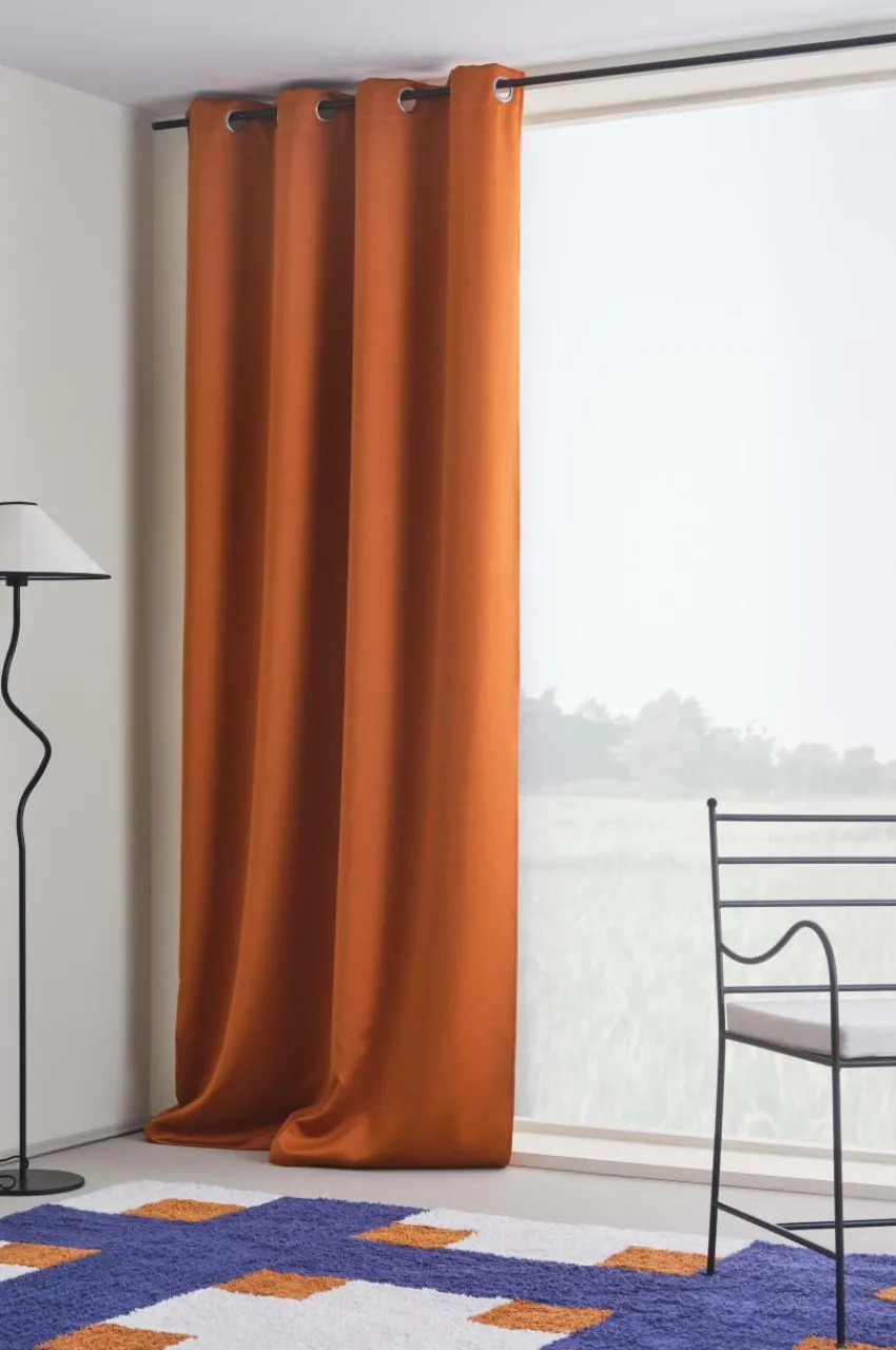 Öljettgardiner|Mörkläggningsgardiner|Jotex KYLIE Mörkläggningsgardin Med öljetter - 1 Längd Bränd orange