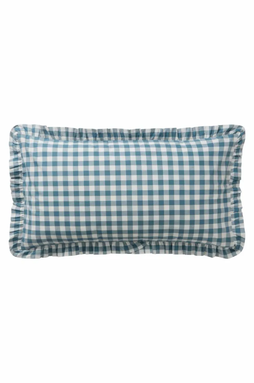 Örngott|Jotex LAUREN FRILL örngott Med Volang Ekologisk 90x50 Cm Blå/vit