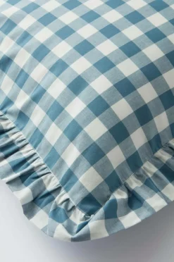 Örngott|Jotex LAUREN FRILL örngott Med Volang Ekologisk 90x50 Cm Blå/vit