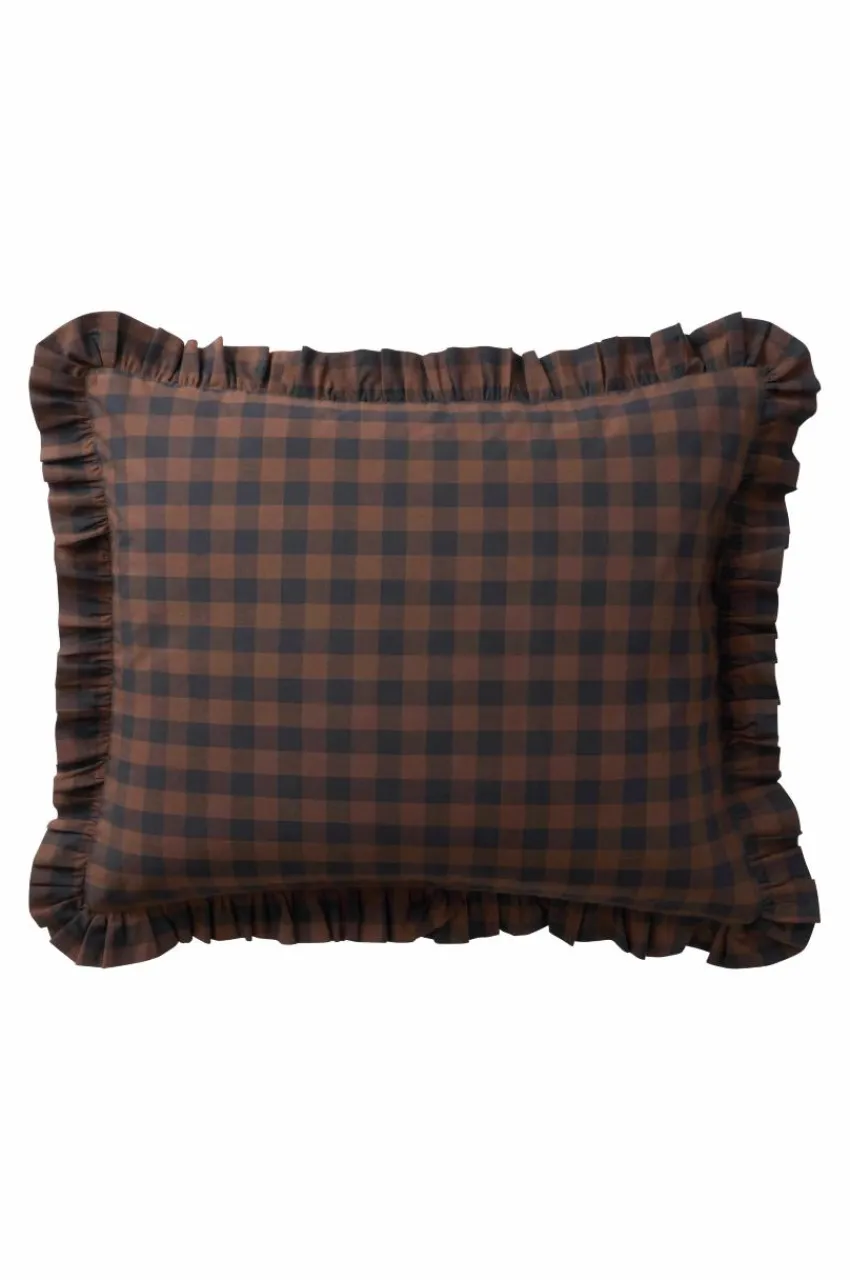Örngott|Jotex LAUREN FRILL örngott Med Volang Ekologisk 60x50 Cm Brun/svart