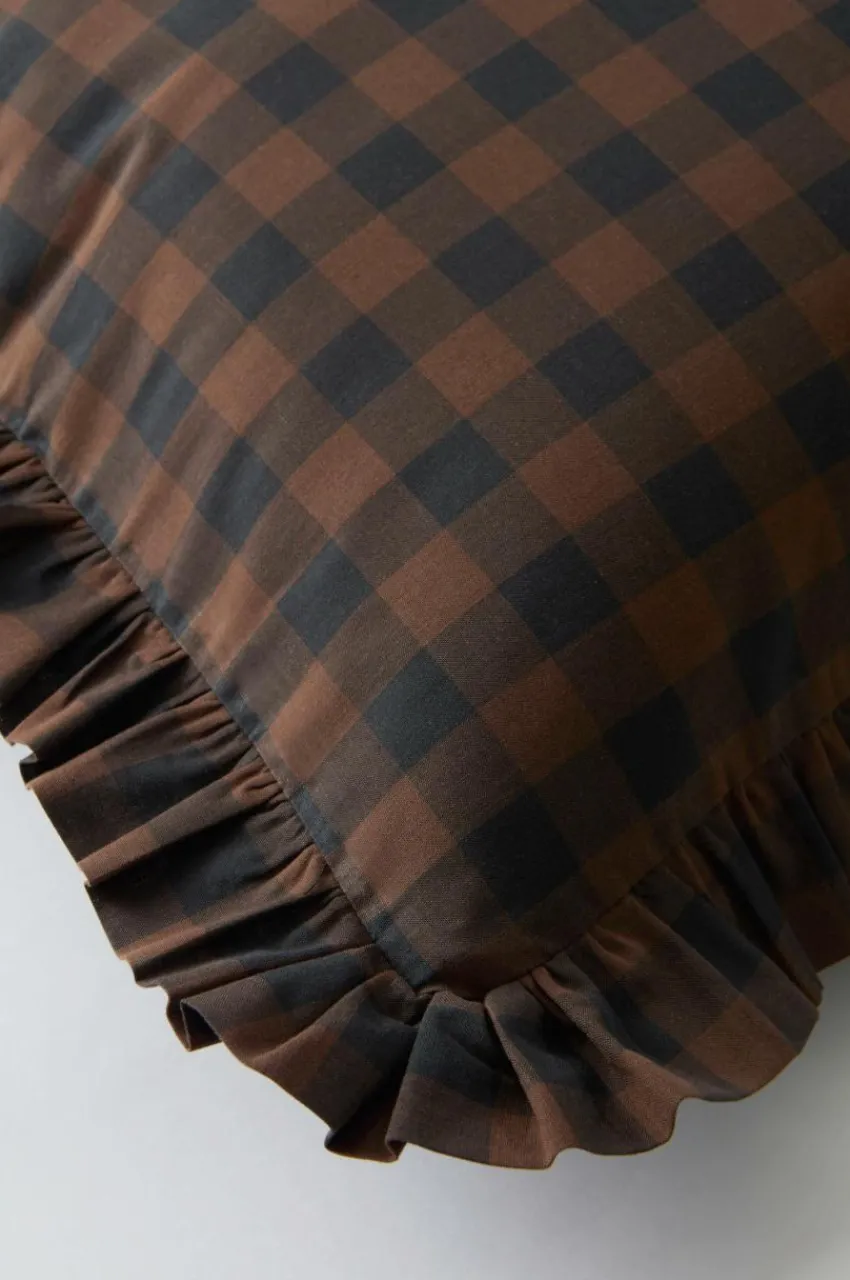 Örngott|Jotex LAUREN FRILL örngott Med Volang Ekologisk 60x50 Cm Brun/svart