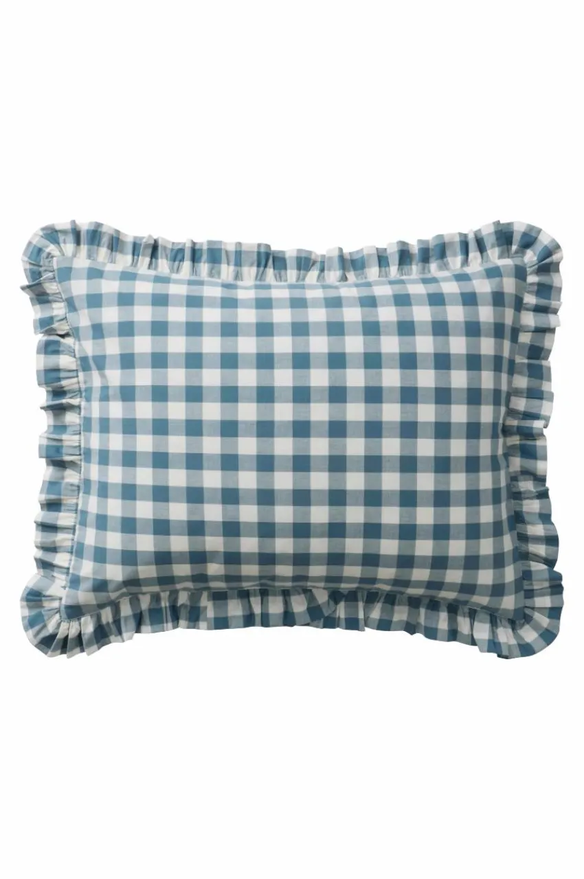 Örngott|Jotex LAUREN FRILL örngott Med Volang Ekologisk 60x50 Cm Blå/vit