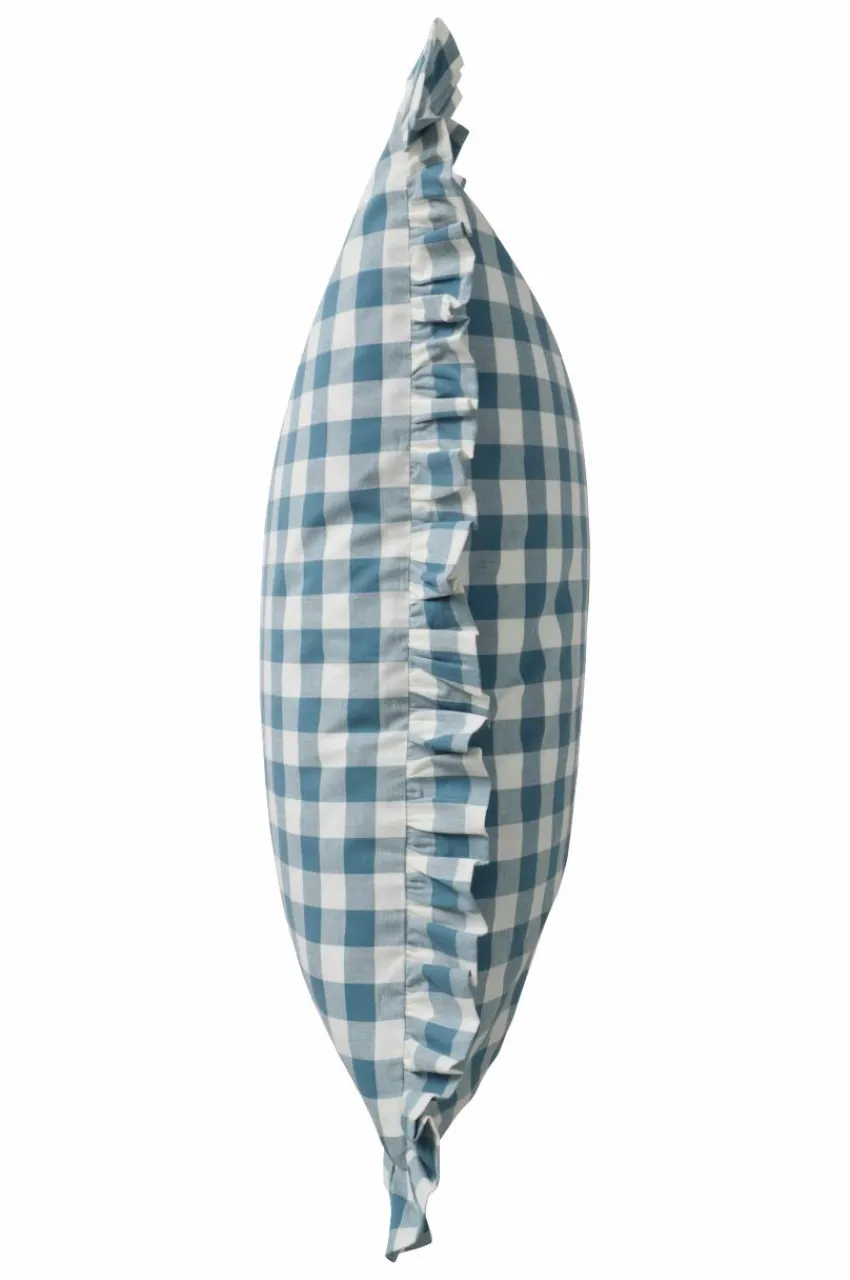 Örngott|Jotex LAUREN FRILL örngott Med Volang Ekologisk 60x50 Cm Blå/vit