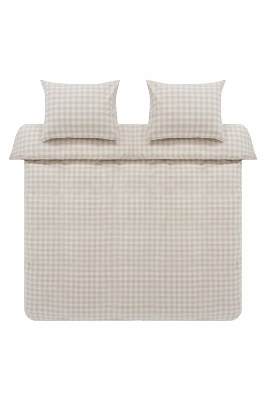 Påslakanset|Jotex LAUREN Påslakanset Dubbelsäng Ekologisk Beige/vit
