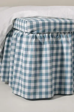 Sängkappor|Jotex LAUREN Sängkappa Ekologisk Höjd 45 Cm Blå/vit