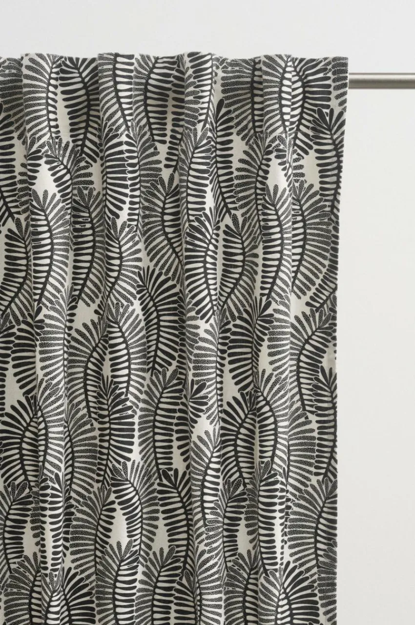 Multifunktionsgardiner|Jotex LEAVES Multifunktionsgardin 2-pack Naturvit/svart