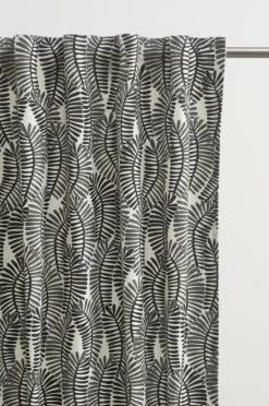 Multifunktionsgardiner|Jotex LEAVES Multifunktionsgardin 2-pack Naturvit/svart