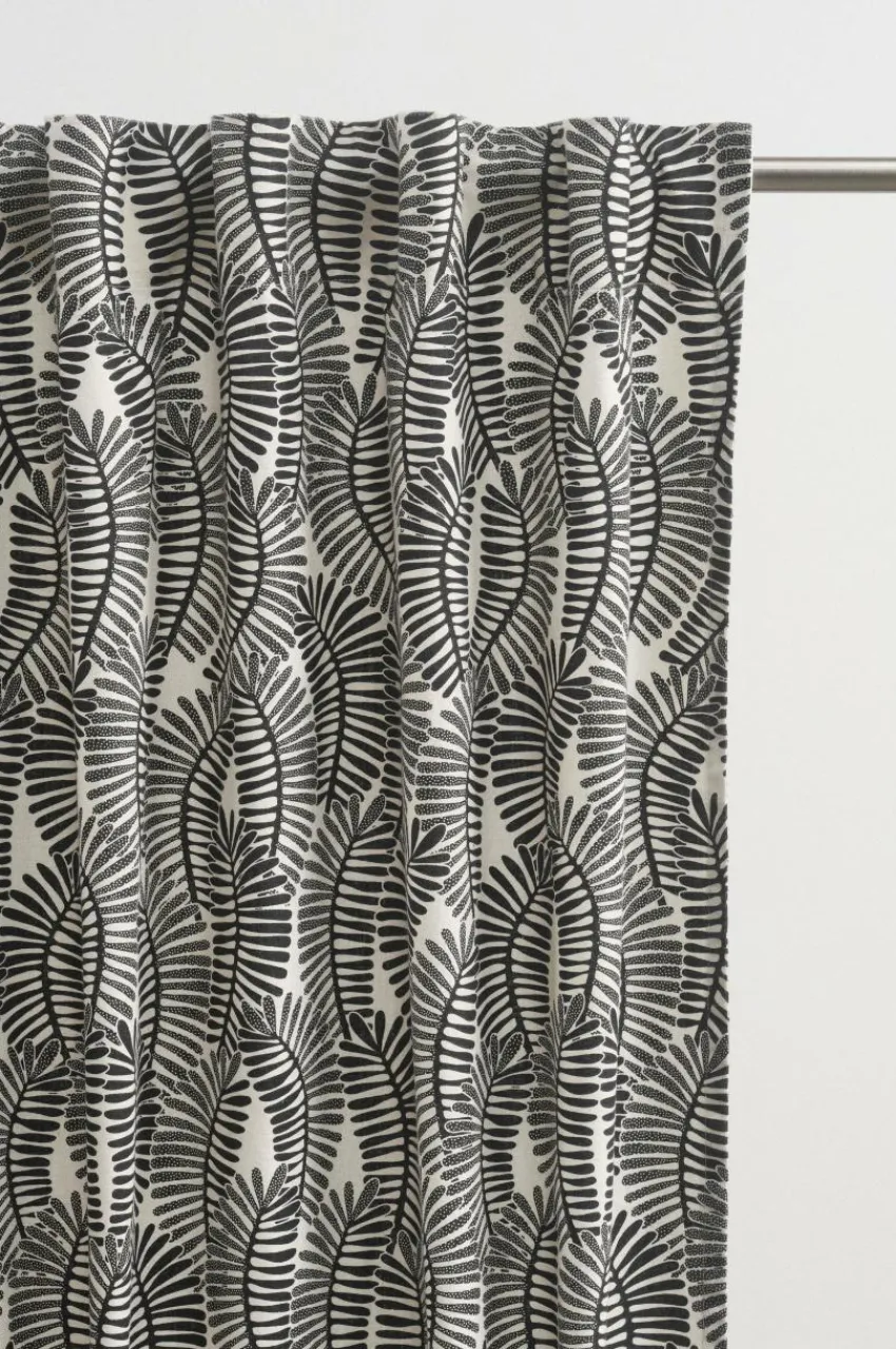 Multifunktionsgardiner|Jotex LEAVES Multifunktionsgardin 2-pack Naturvit/svart