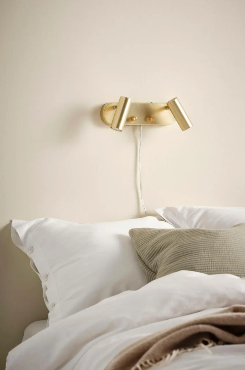 Vägglampor|Jotex LEE Vägglampa - Dubbel Borstad mässing