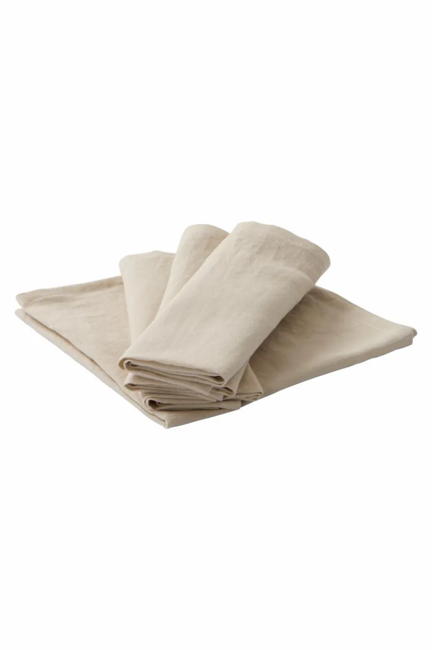 Servetter|Jotex LINA Servett Linnemix 4-pack Linnebeige