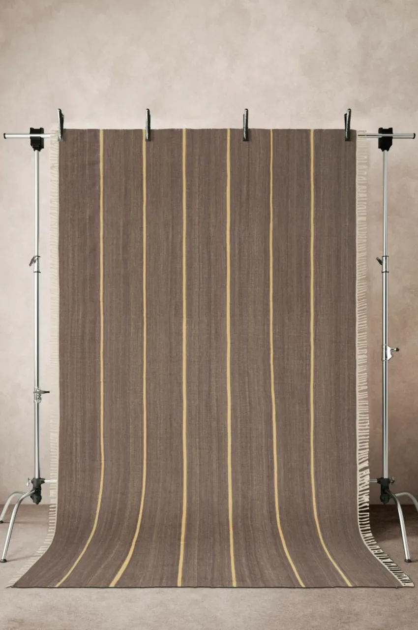 Ullmattor|Jotex LORI STRIPE 02 Ullmatta 200x300 Cm Mörkgrå/gul