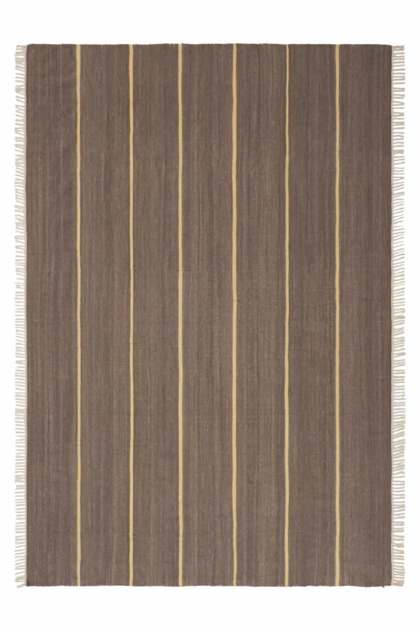Ullmattor|Jotex LORI STRIPE 02 Ullmatta 200x300 Cm Mörkgrå/gul