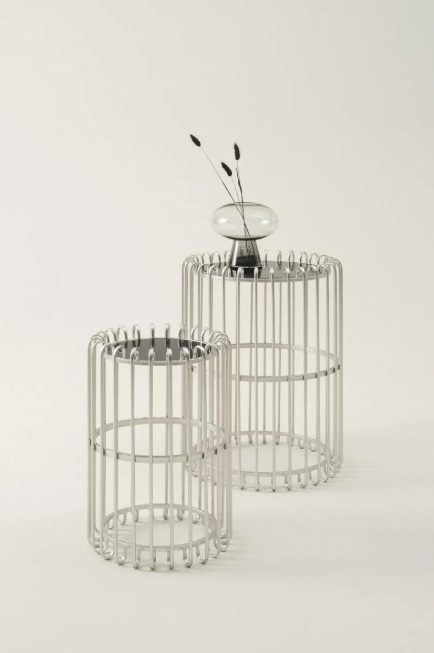 Bord|Jotex MANNHEIM Sidobord 2 Delar Silver/svart glas