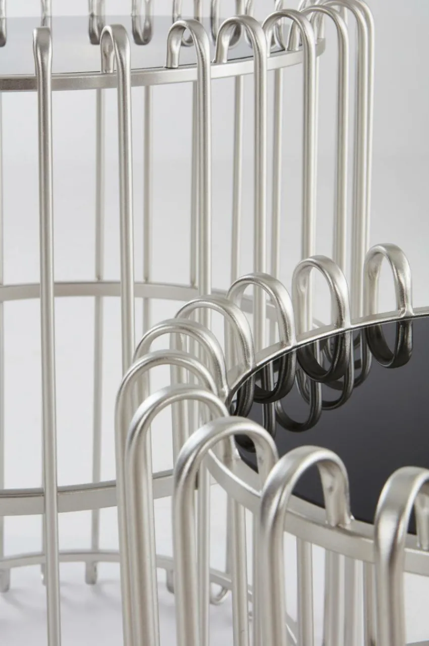 Bord|Jotex MANNHEIM Sidobord 2 Delar Silver/svart glas