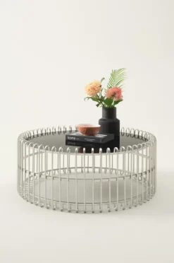 Bord|Jotex MANNHEIM Soffbord ø 90 Cm Silver/svart glas