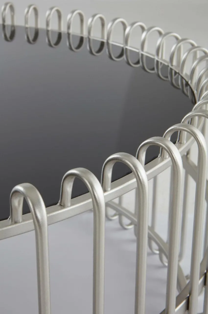 Bord|Jotex MANNHEIM Soffbord ø 90 Cm Silver/svart glas