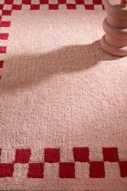 Bomulls- & Trasmattor|Jotex MAPLE Kvadratisk Luggmatta 250x250 Cm Rosa/röd