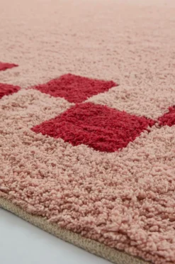 Bomulls- & Trasmattor|Jotex MAPLE Kvadratisk Luggmatta 250x250 Cm Rosa/röd