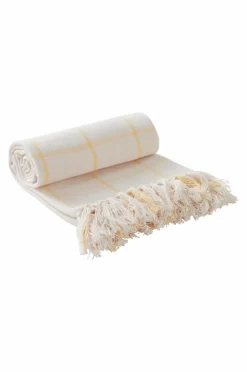 Plädar & Filtar|Jotex MYRA Pläd Naturvit/gul