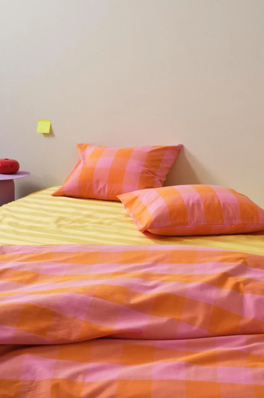Påslakanset|Jotex NAIMA Påslakanset Dubbelsäng Mandarin/bubbelgumsrosa