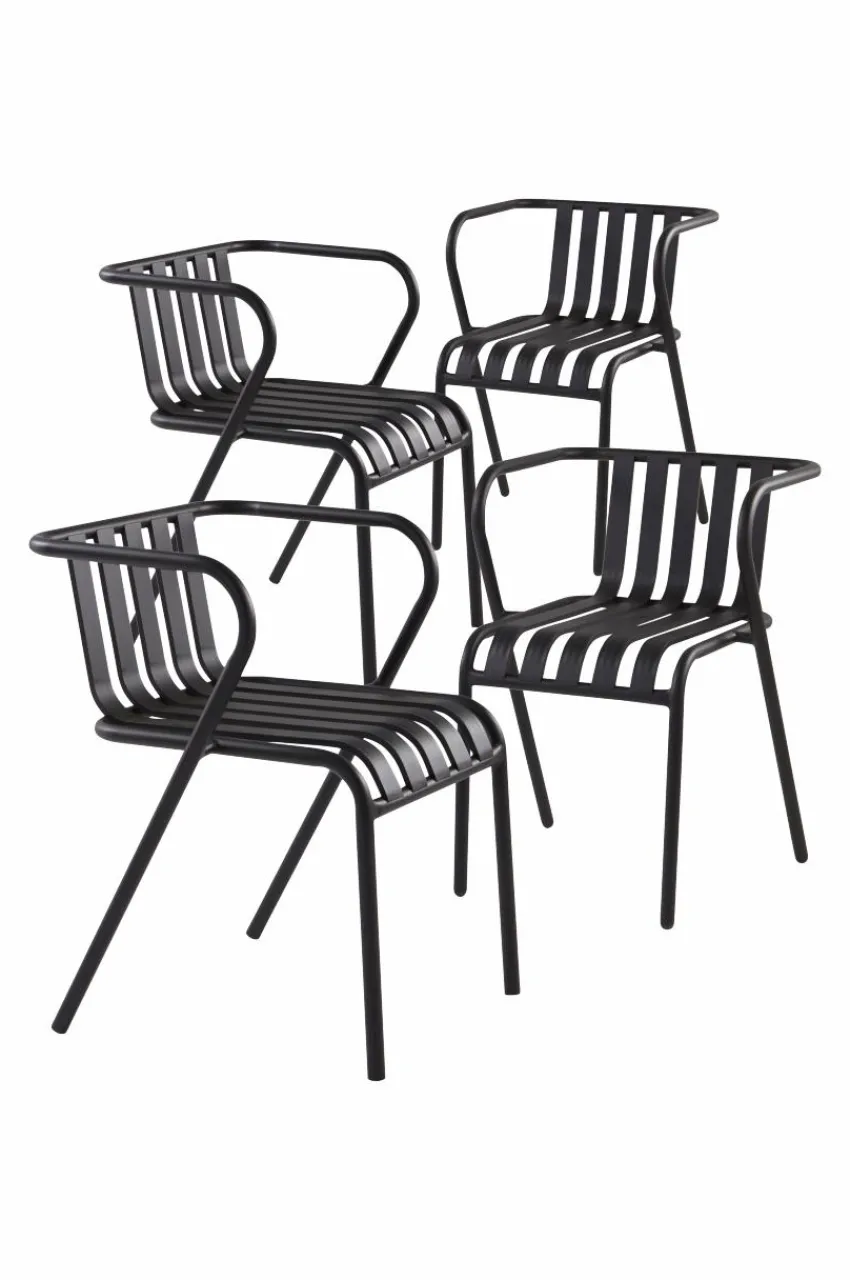Utestolar & Utepallar|Utemöbler|Jotex NERJA Karmstol 4-pack Svart