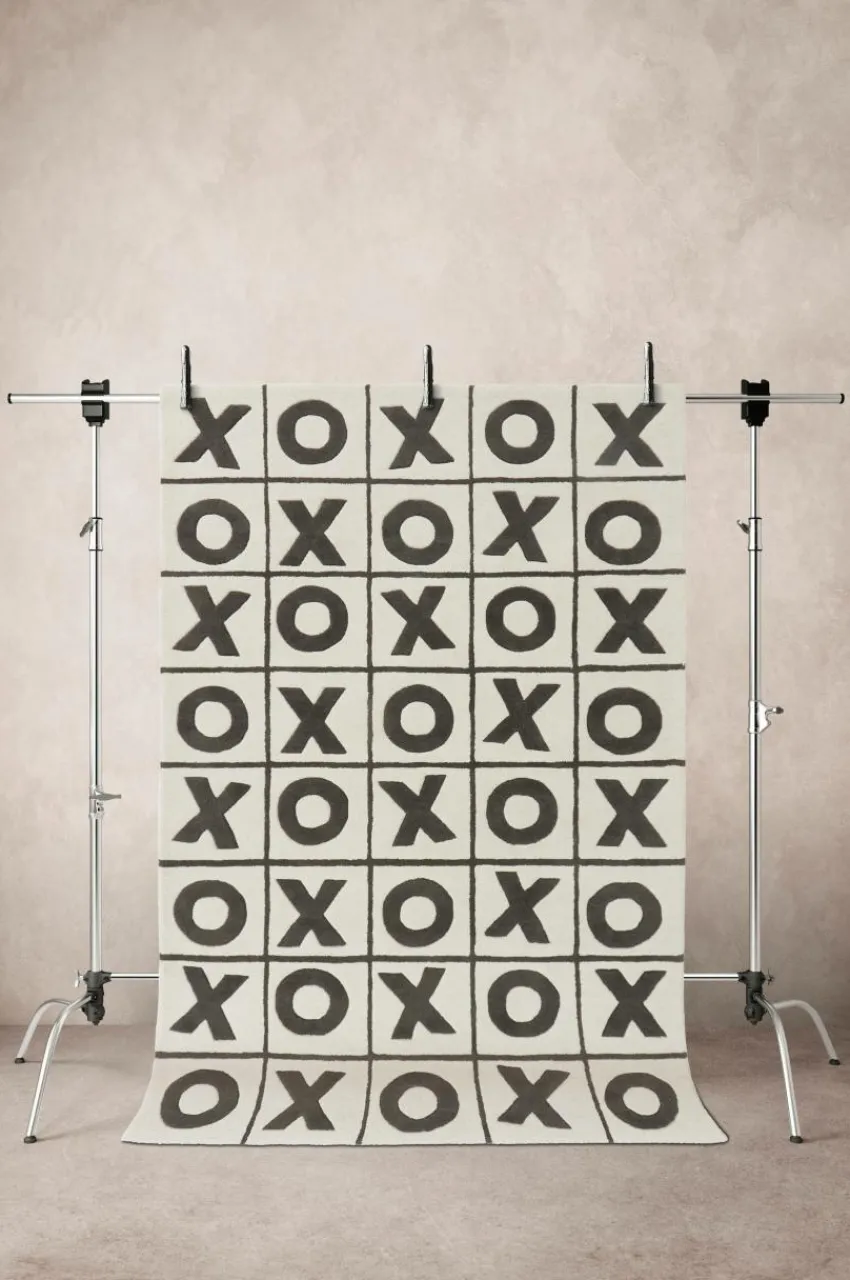 Bomulls- & Trasmattor|Barnmattor|Jotex OXXO Bomullsmatta 160x230 Cm - Ekologisk Naturvit/svart