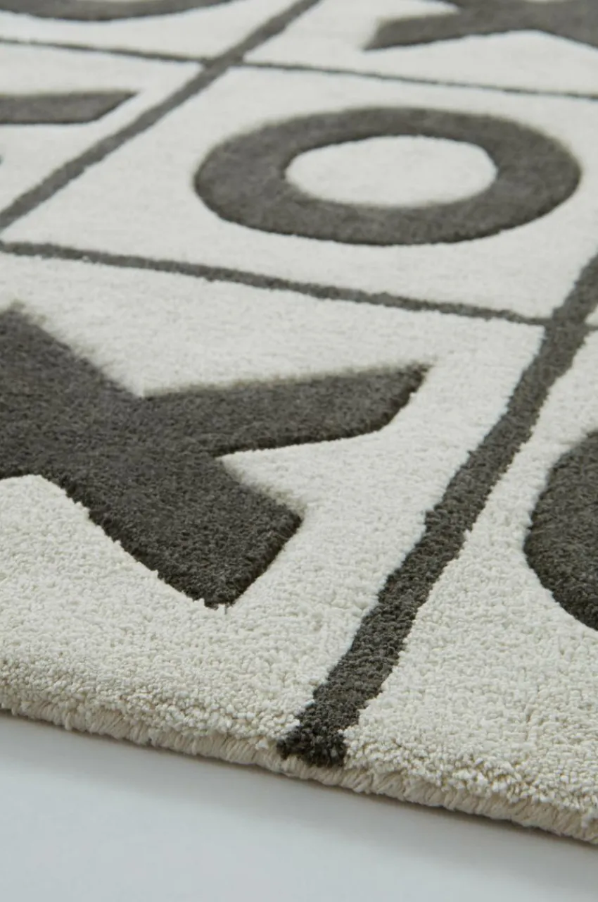 Bomulls- & Trasmattor|Barnmattor|Jotex OXXO Bomullsmatta 160x230 Cm - Ekologisk Naturvit/svart