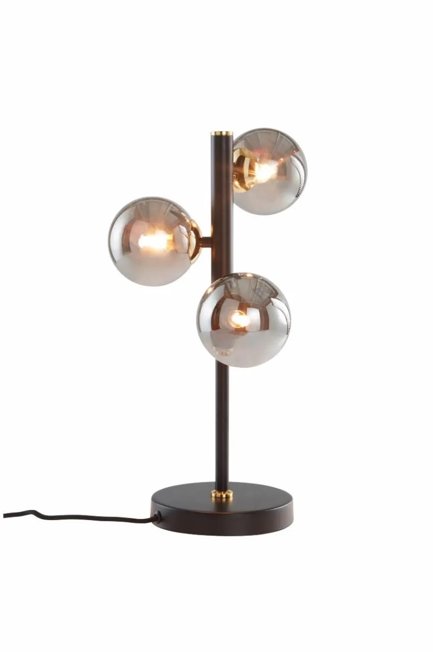 Bordslampor|Jotex PALLAS Bordslampa Svart/guld/rökfärgat glas