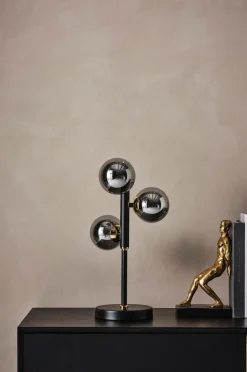 Bordslampor|Jotex PALLAS Bordslampa Svart/guld/rökfärgat glas