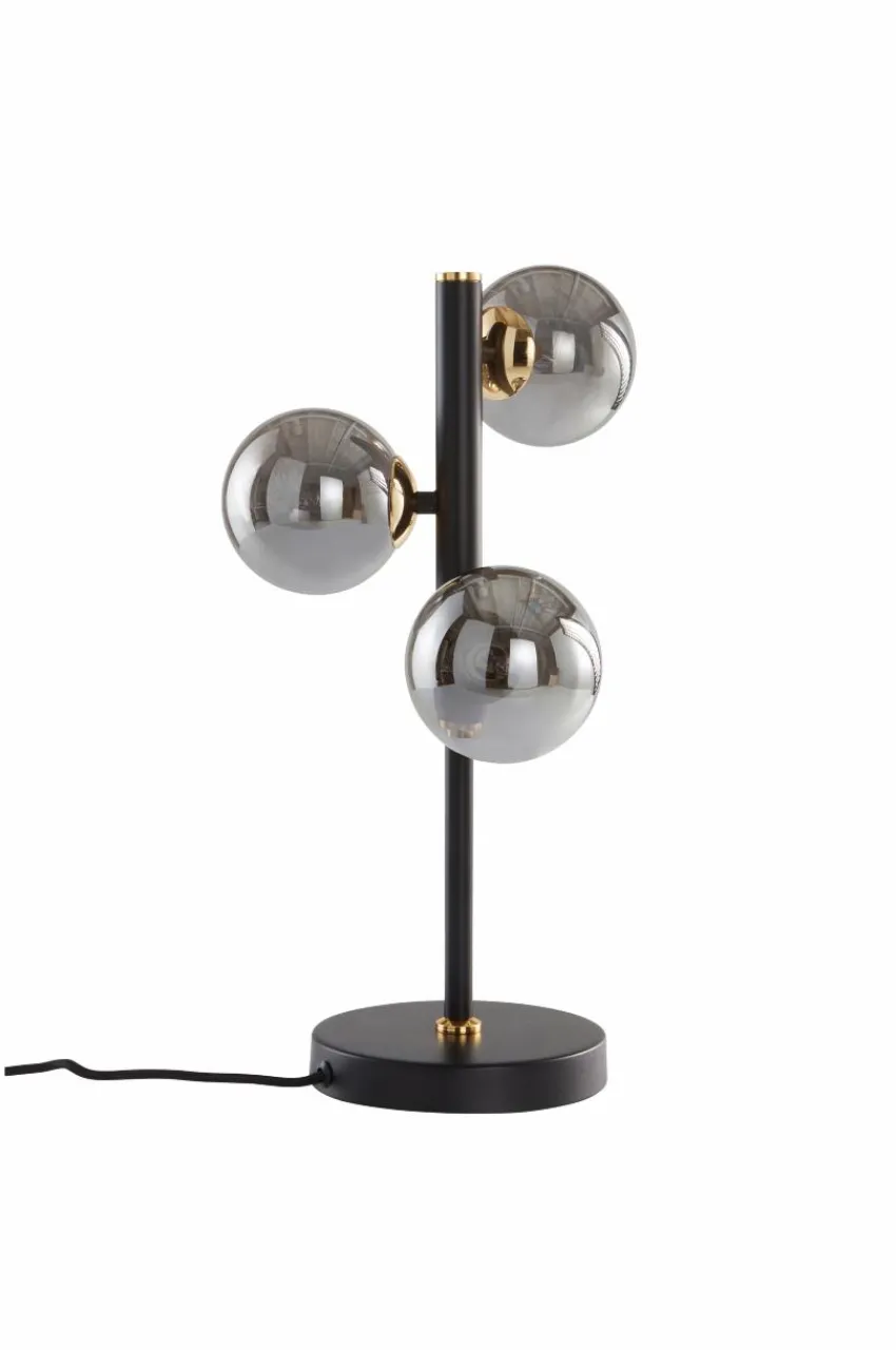 Bordslampor|Jotex PALLAS Bordslampa Svart/guld/rökfärgat glas