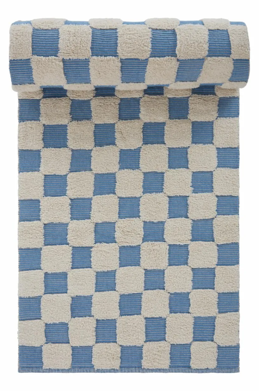 Bomulls- & Trasmattor|Jotex PENTON Bomullsmatta 80x300 Cm Blå/naturvit