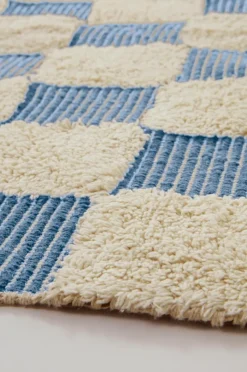 Bomulls- & Trasmattor|Jotex PENTON Bomullsmatta 170x240 Cm Blå/naturvit