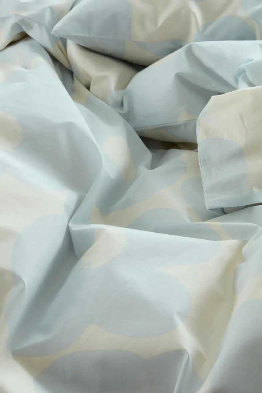 Påslakanset|Jotex POPPY Påslakanset Enkelsäng Ekologisk Ljusblå/vit