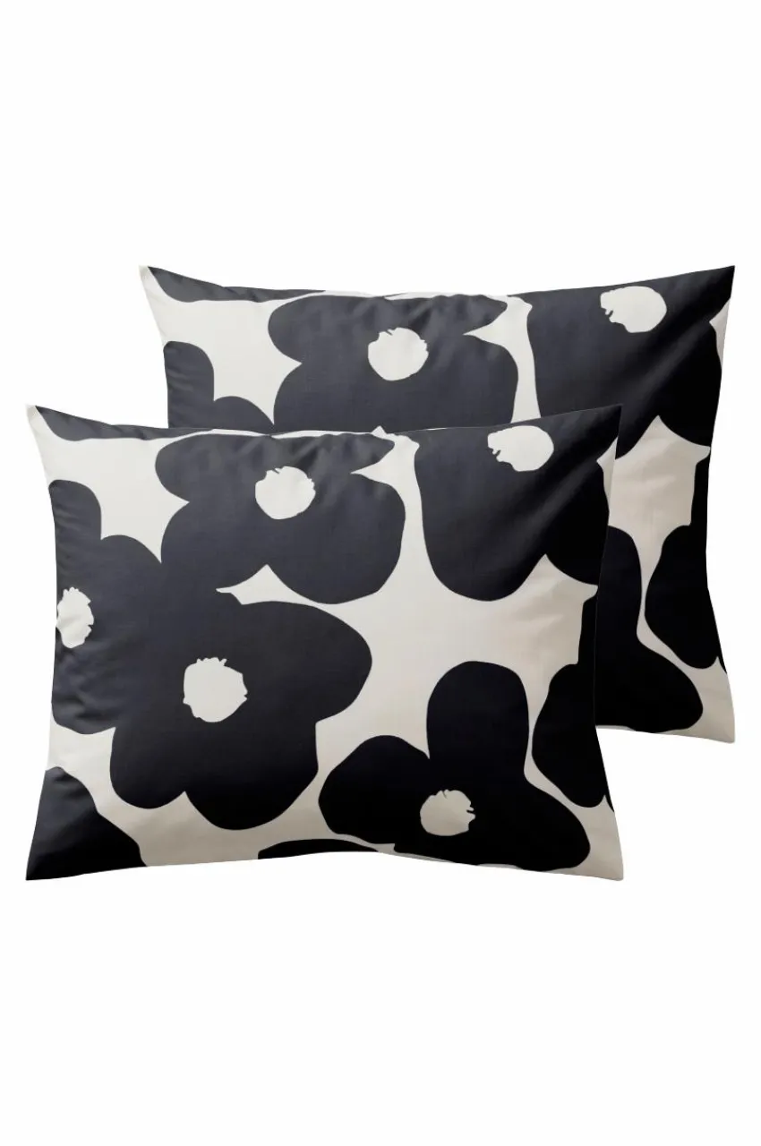 Örngott|Jotex POPPY örngott 2-pack 60x50 Cm Ekologisk Svart/vit