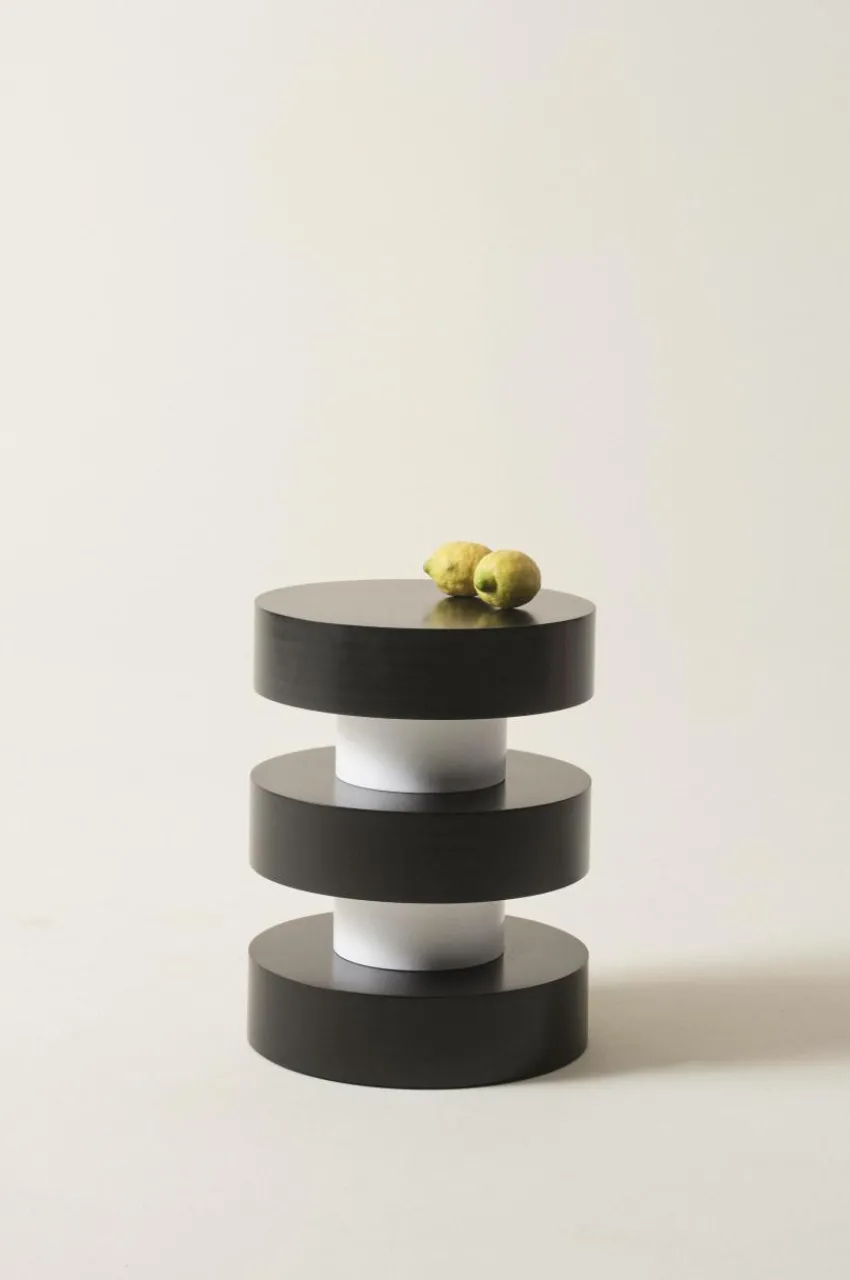 Bord|Jotex PORTELLO Sidobord ø 40 Cm Svart/vit