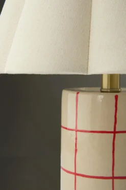 Bordslampor|Jotex RUTHIE Bordslampa Naturvit/röd