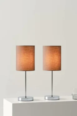 Bordslampor|Jotex SETH Bordslampa 2-pack Krom/brun